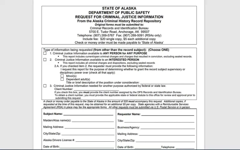 Alaska Request For Criminal Justice Information