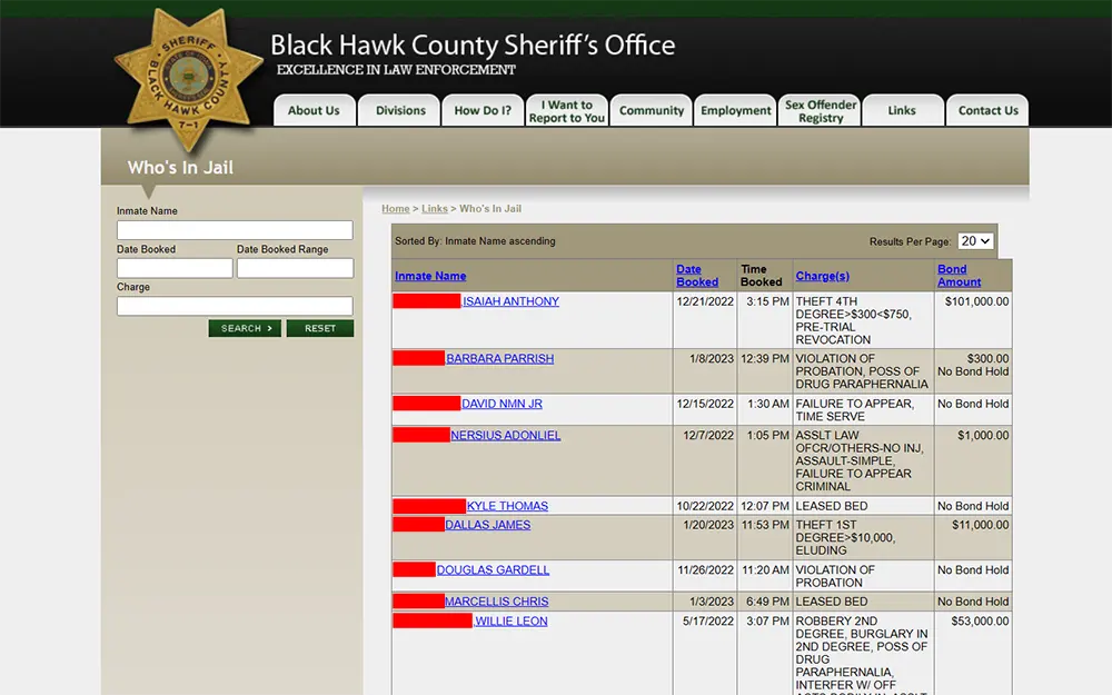 Black Hawk County Sheriff Office Who Is In Jail