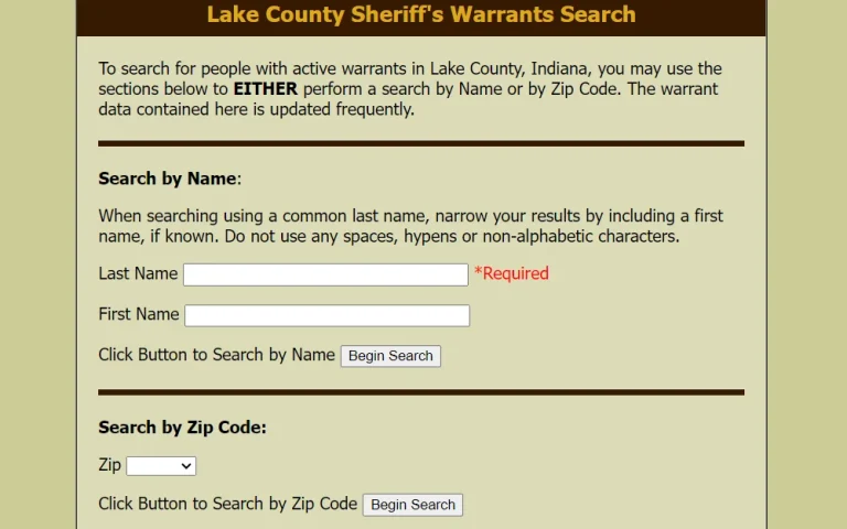 Lake County Sheriffs Warrants Search Interface