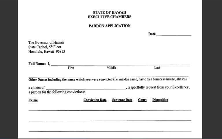 State Of Hawaii Pardon Application Form